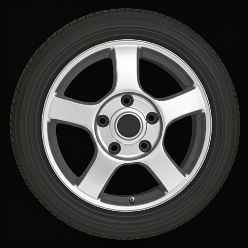 High-performance tire tread and alloy rim close-up